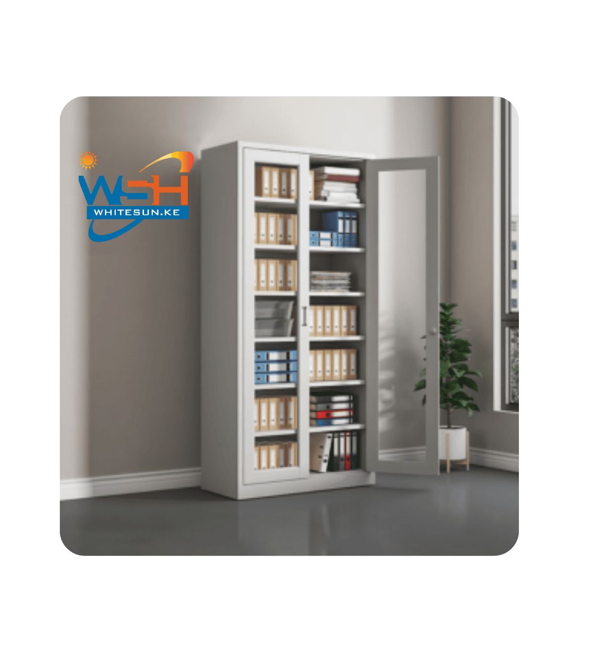 2 Door Full Glass Filing cabinet