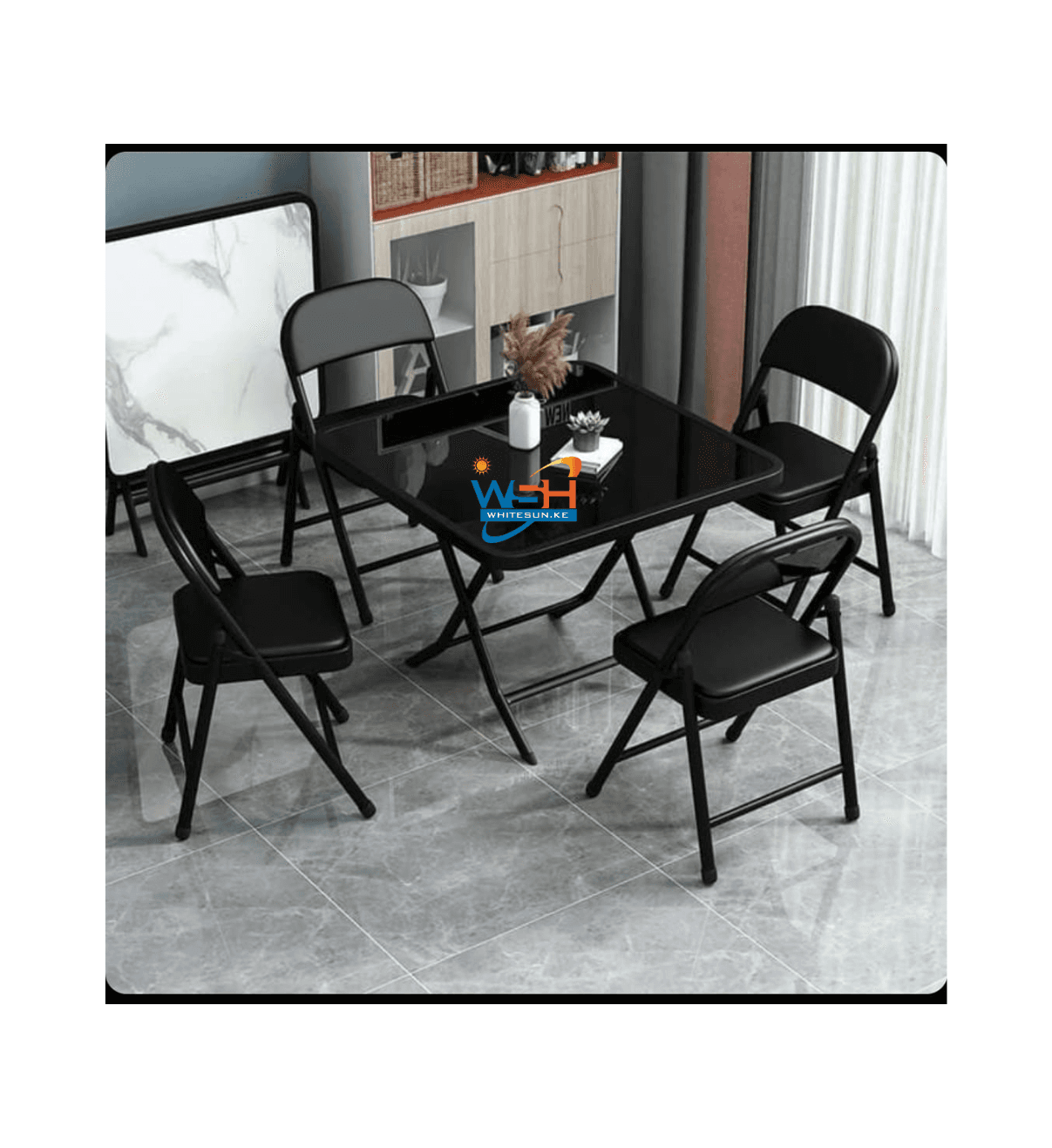 Black foldable dinning set