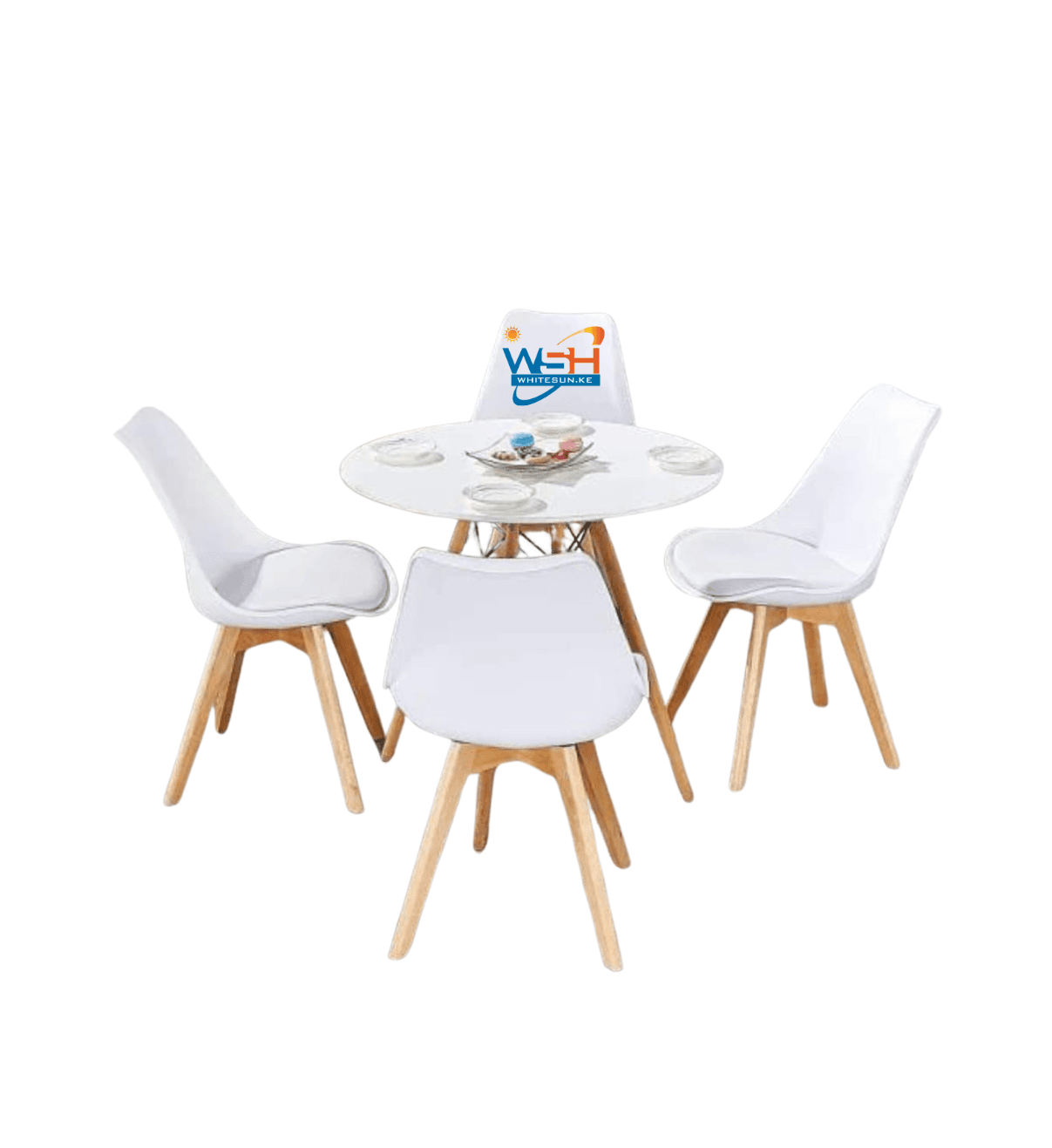 Nordic modern four legs wood dining table white cheap round dining table black home furniture dining table with chair