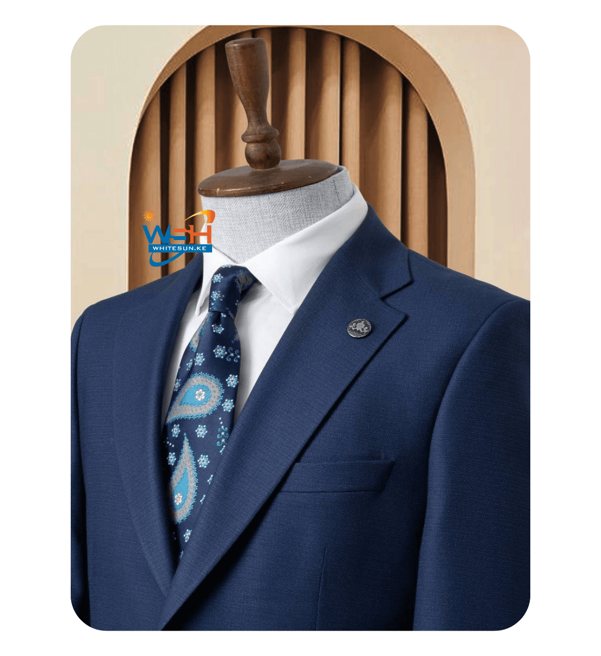 Patterned Blue Three-Piece classic Suit