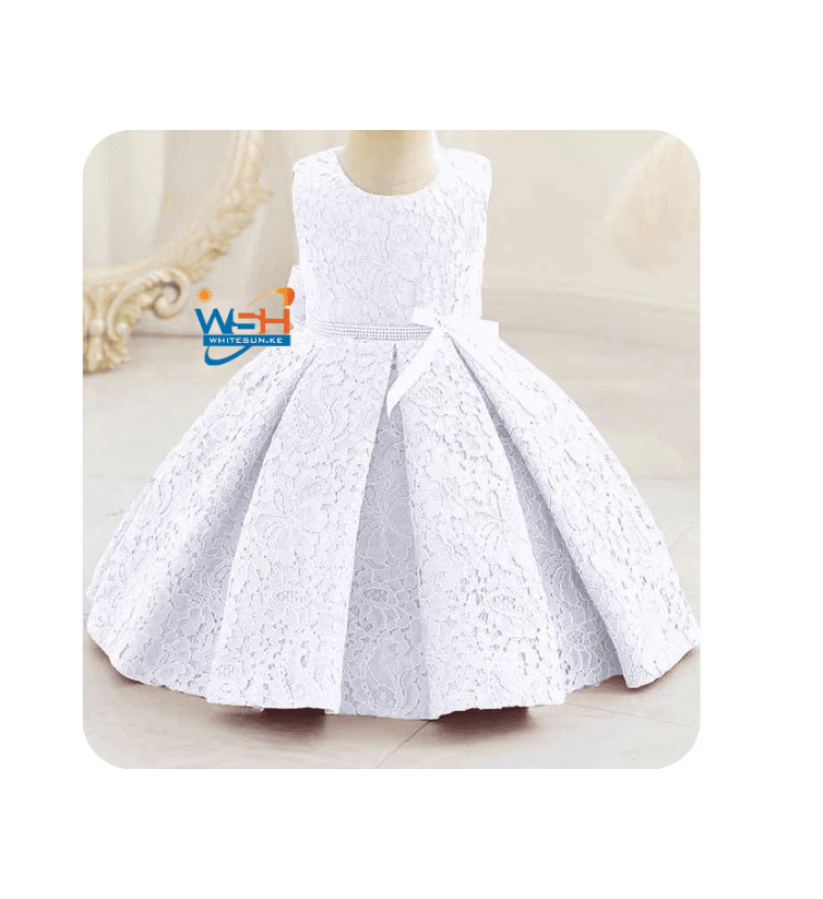 Sleeveless Kids Dress with Floral Appliqués 10