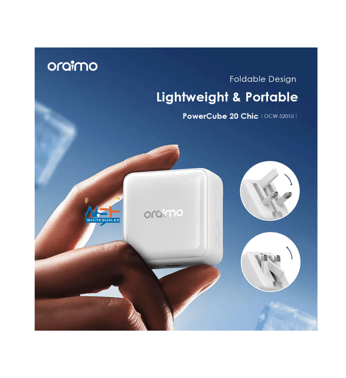 Oraimo PowerCube 20 Chic 20W GaN Wall Charger Kit with Type-C to Type-C Cable Thumbnail 2