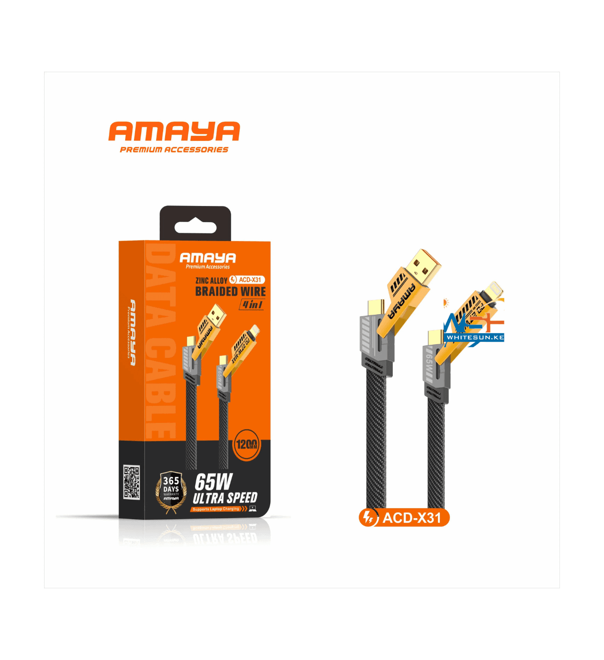 AMAYA 4 IN 1 ZINC ALLOY FAST DATA CABLE 65w