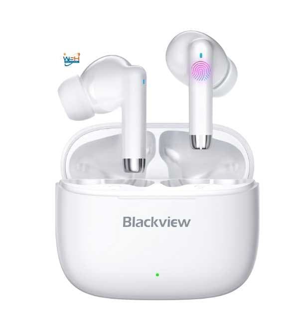 Blackview Airbuds 4 with 36H Playtime and Replaceable Eartips for a customizable fit.