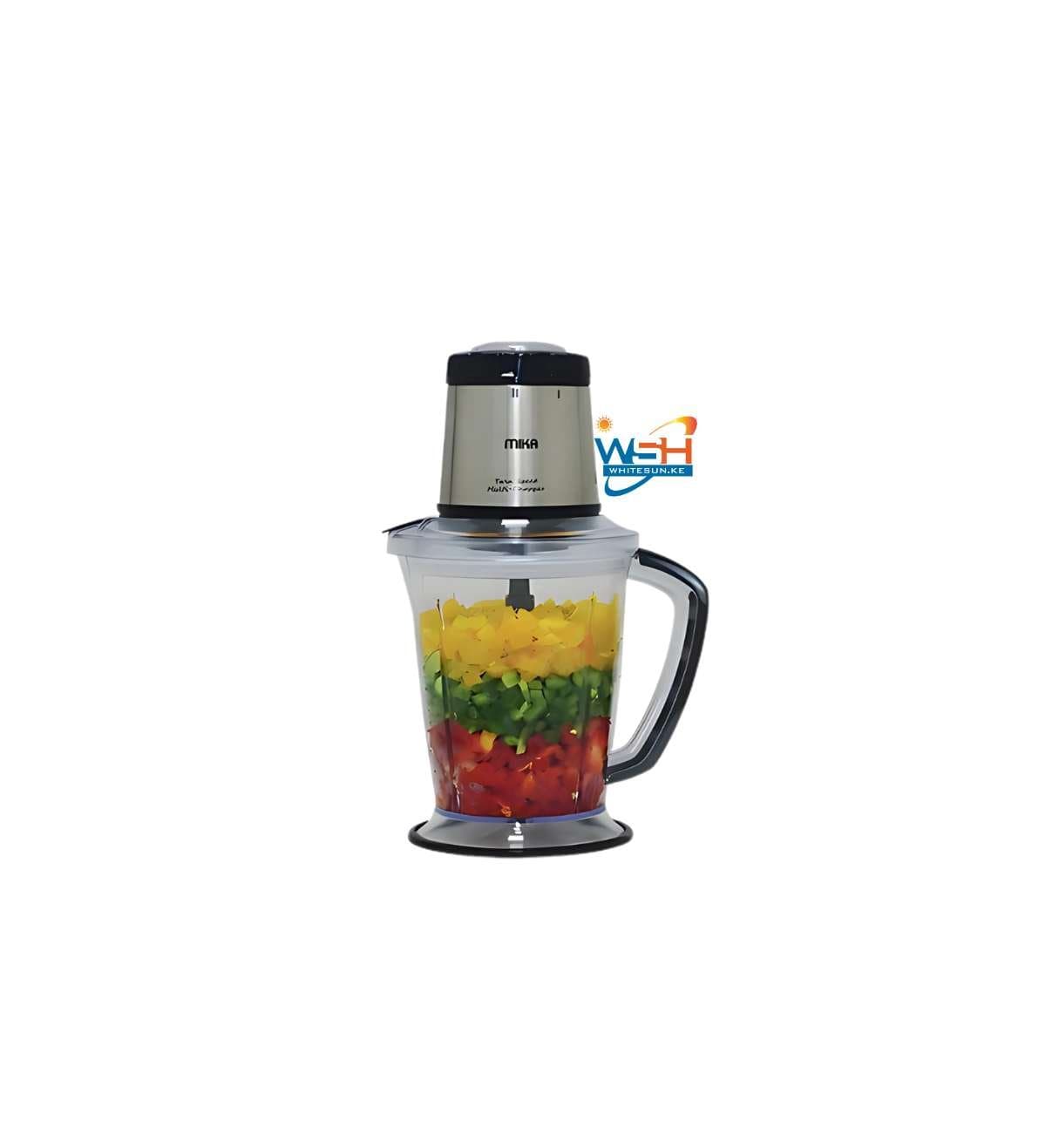 Mika Electric Food Chopper & Multi-Purpose Processor – Powerful 2-Speed Blender for Vegetables, Nuts & Meat