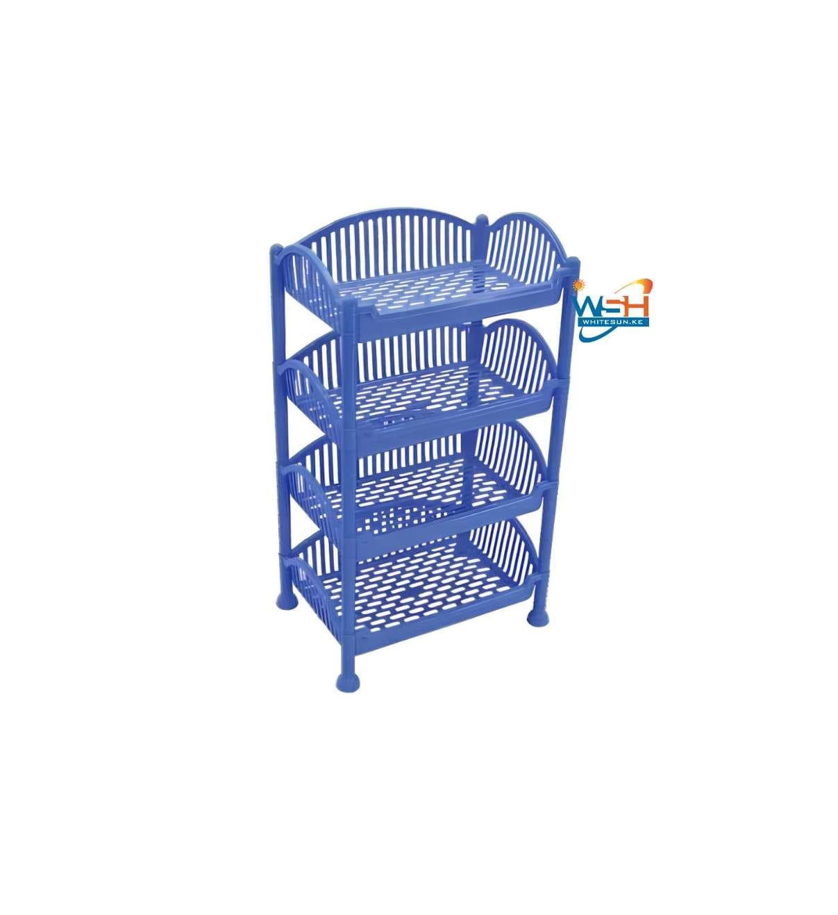 4-Tier Plastic Storage Rack – Multi-Purpose Free-Standing Organizer for Kitchen, Bathroom, Office & Home – Durable & Lightweight