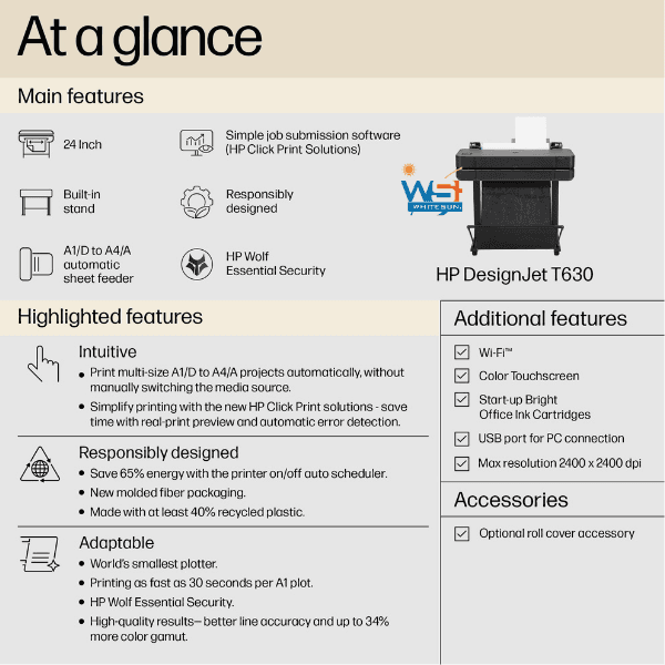 HP DesignJet T630 24-in Printer 2025 Edition, 5HB09D#B1K Thumbnail 5