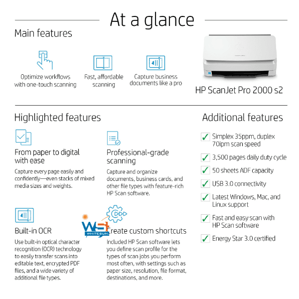 HP ScanJet Pro 2000 s2 Sheet-feed Scanner Thumbnail 6