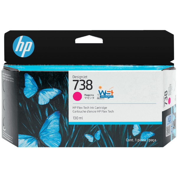 HP 738 130-ml Magenta DesignJet Ink Cartridge, 498N6A
