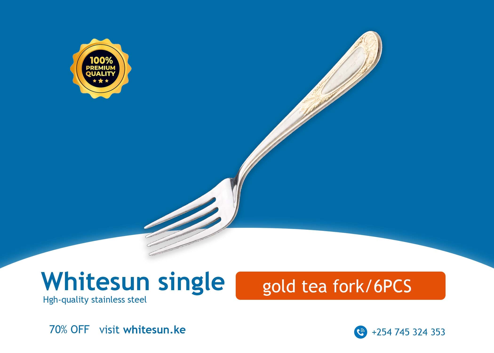 Whitesun single gold tea fork/6PCS