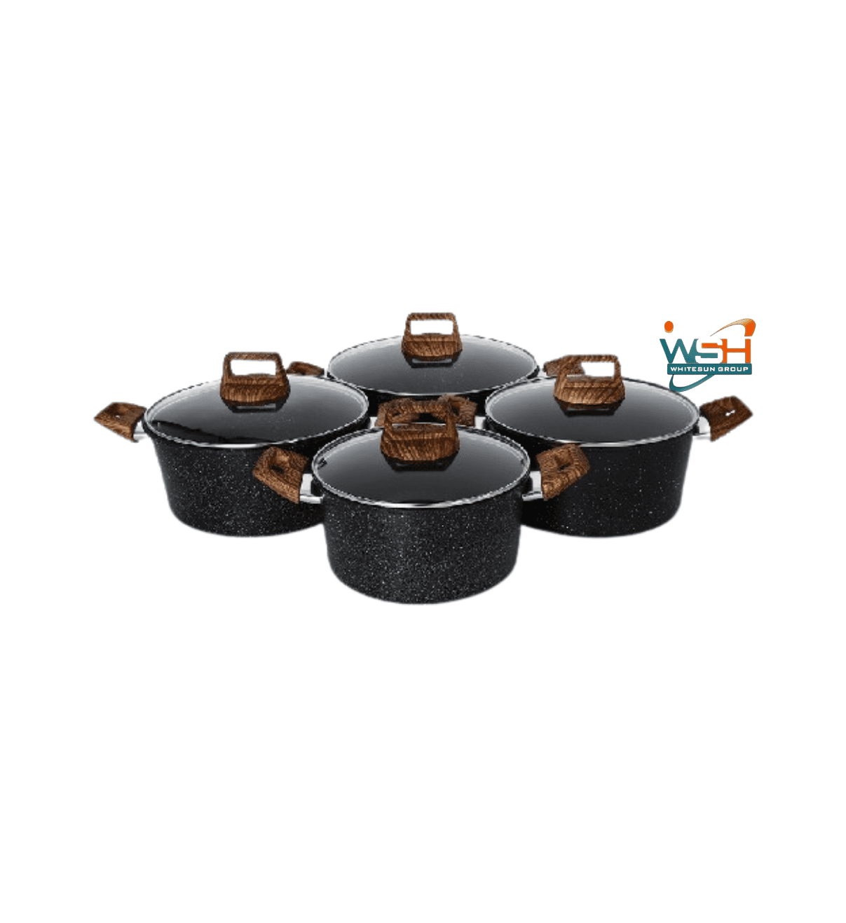 C&E Kitchenware 8 pcs Granite cookware set_Black