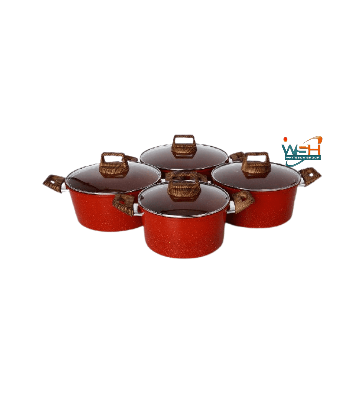 C&E Kitchenware 8 pcs Granite cookware set_Red