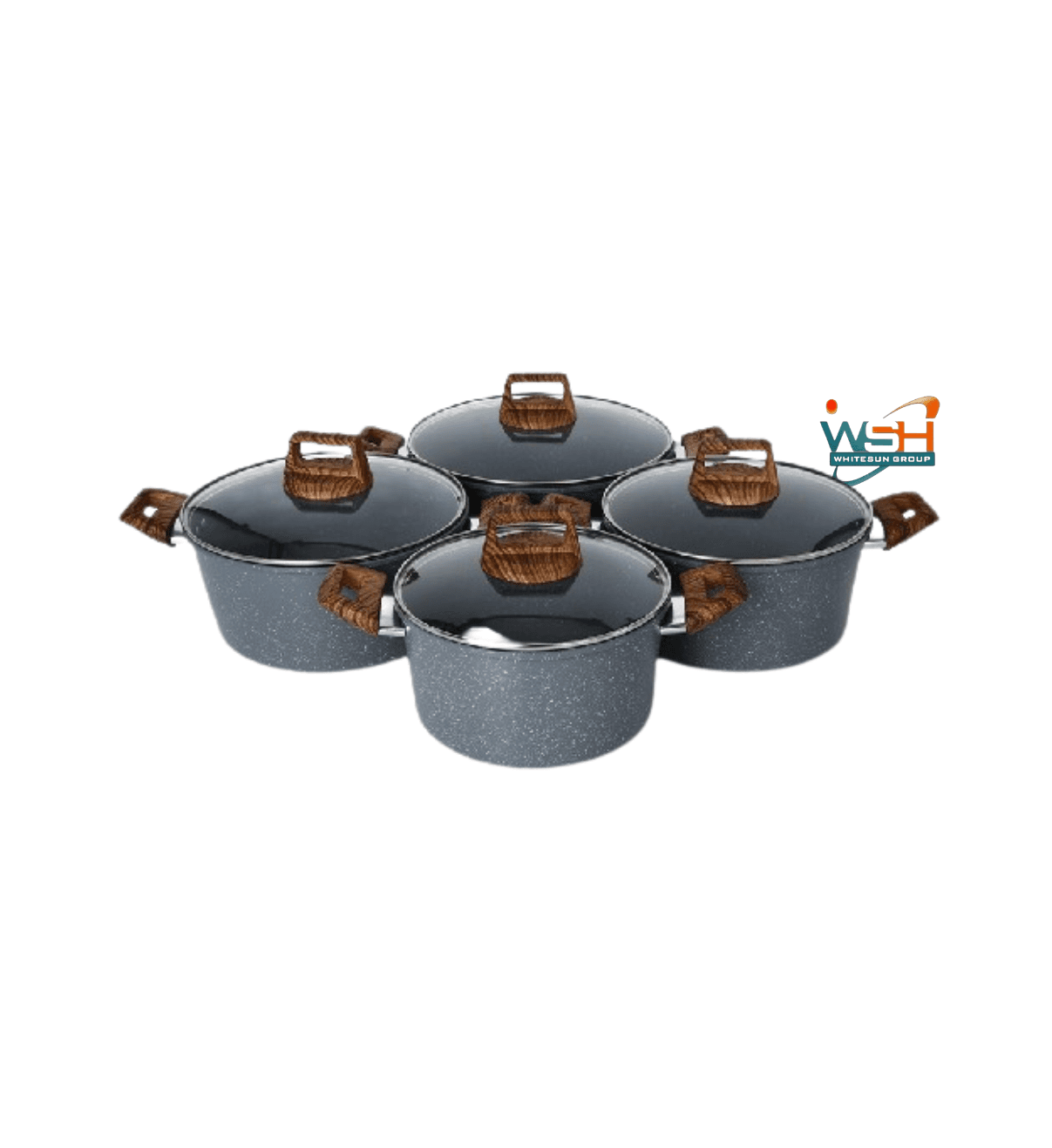 C&E Kitchenware 8 pcs Granite cookware set_Grey