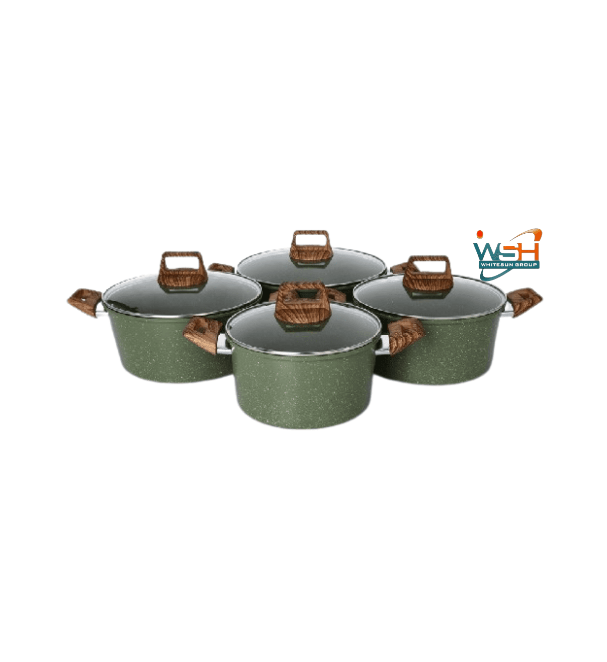 C&E Kitchenware 8 pcs Granite cookware set_Green