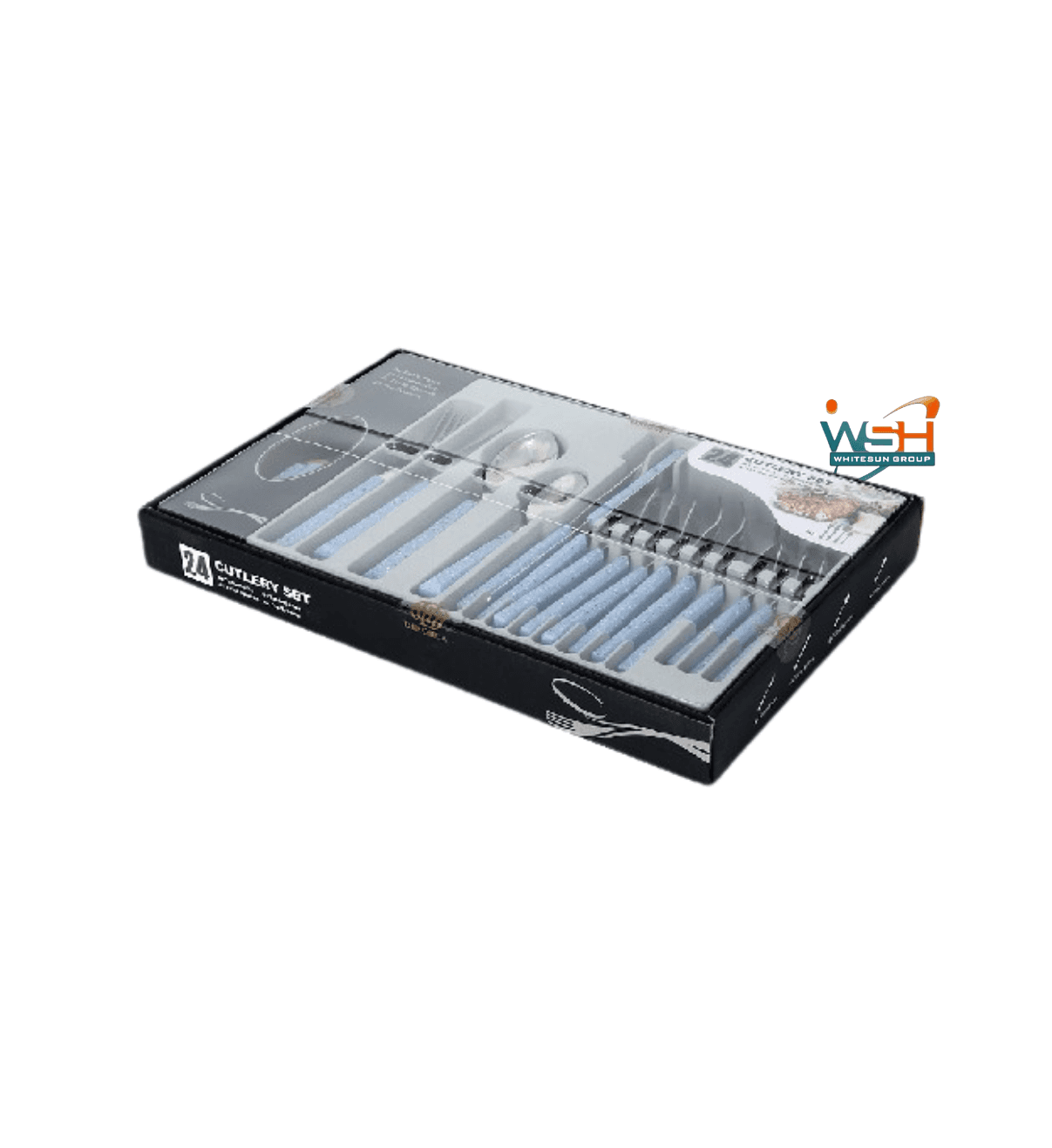 24 pieces C&E Kitchenware Stainless Steel Cutlery Dining Set – Spoon Tea Spoon Fork Knife_Blue
