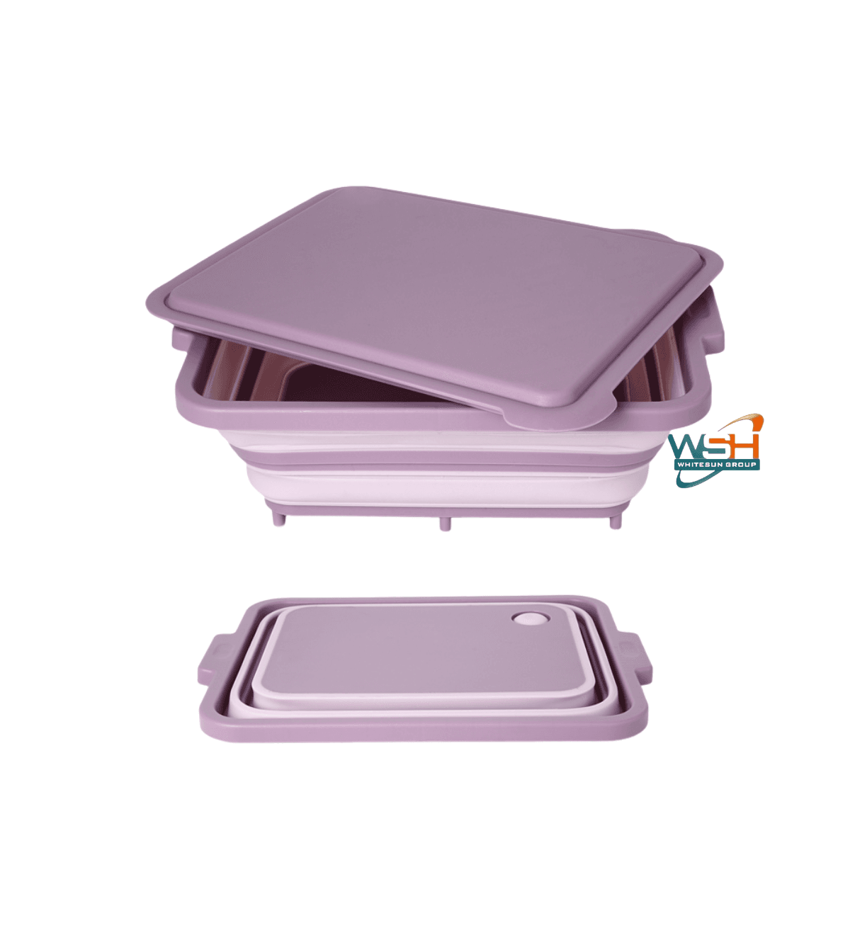 Muti-fuction C&E Kitchenware Collapsible Cutting Board and Washing Basket - Portable Washing Storage Basket Veggies Fruits Food Grade Camping Sink with Draining Plug - Camping Essentials (PINK)