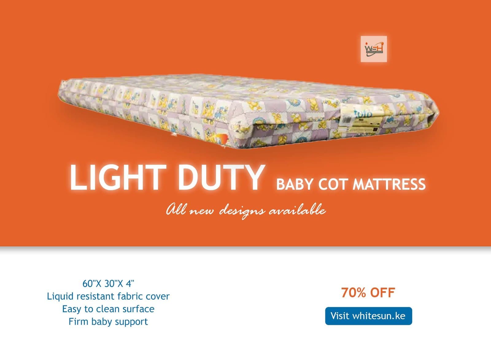 LIGHT DUTY BABY COT  MATT- 60"X 30"X 4"