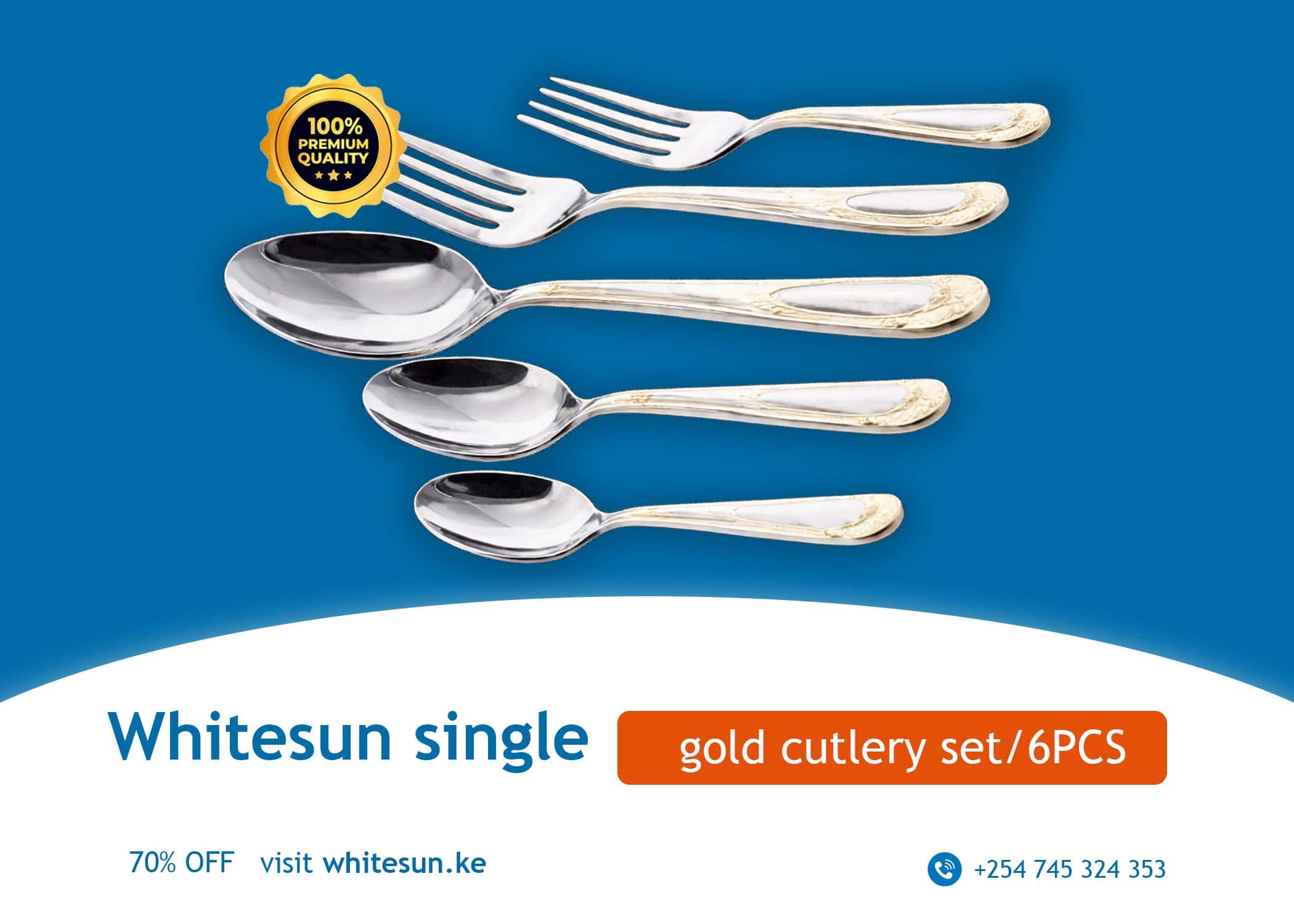 Whitesun single gold cutlery set/6PCS