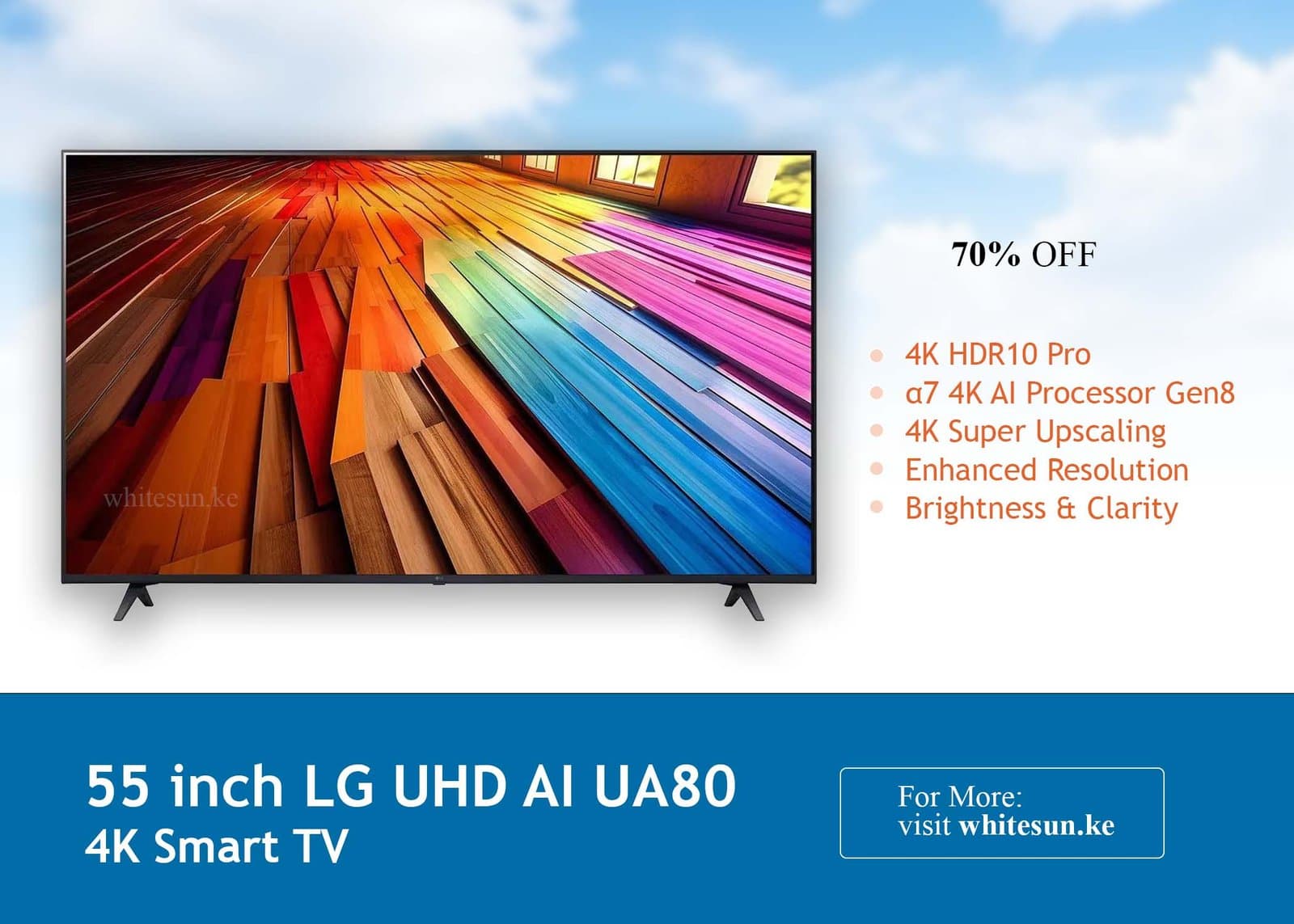 55 inch LG UHD AI UA80 4K Smart TV HDR10 webOS25 2025