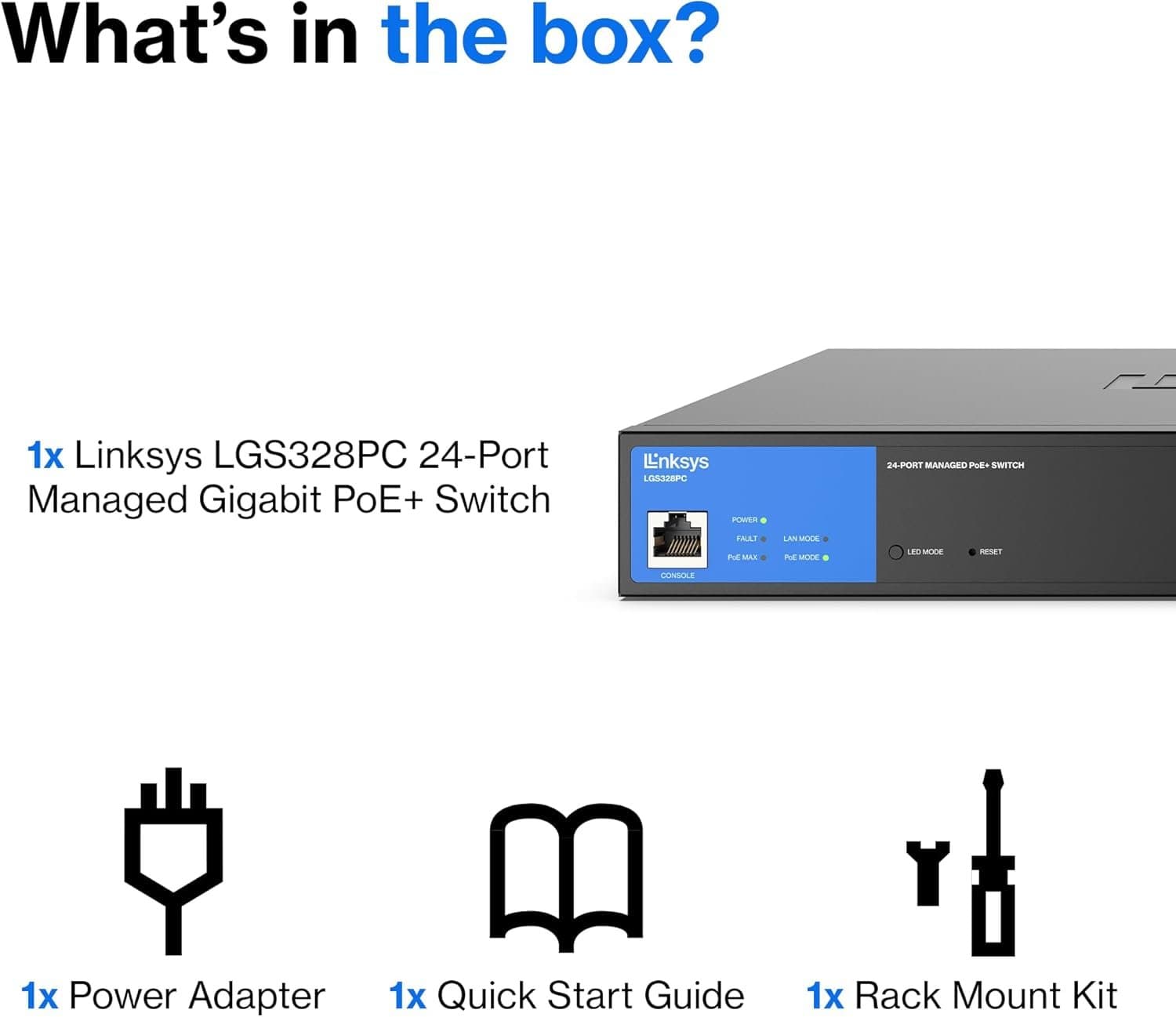 Linksys 24-Port Managed Gigabit PoE+ Switch 250W with 4 1G SFP Uplinks TAA Compliant LGS328PC Thumbnail 3