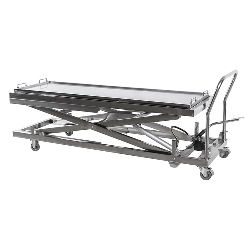 Stainless steel hydraulic mortuary corpse lift trolley YSSJT-52A Thumbnail 2