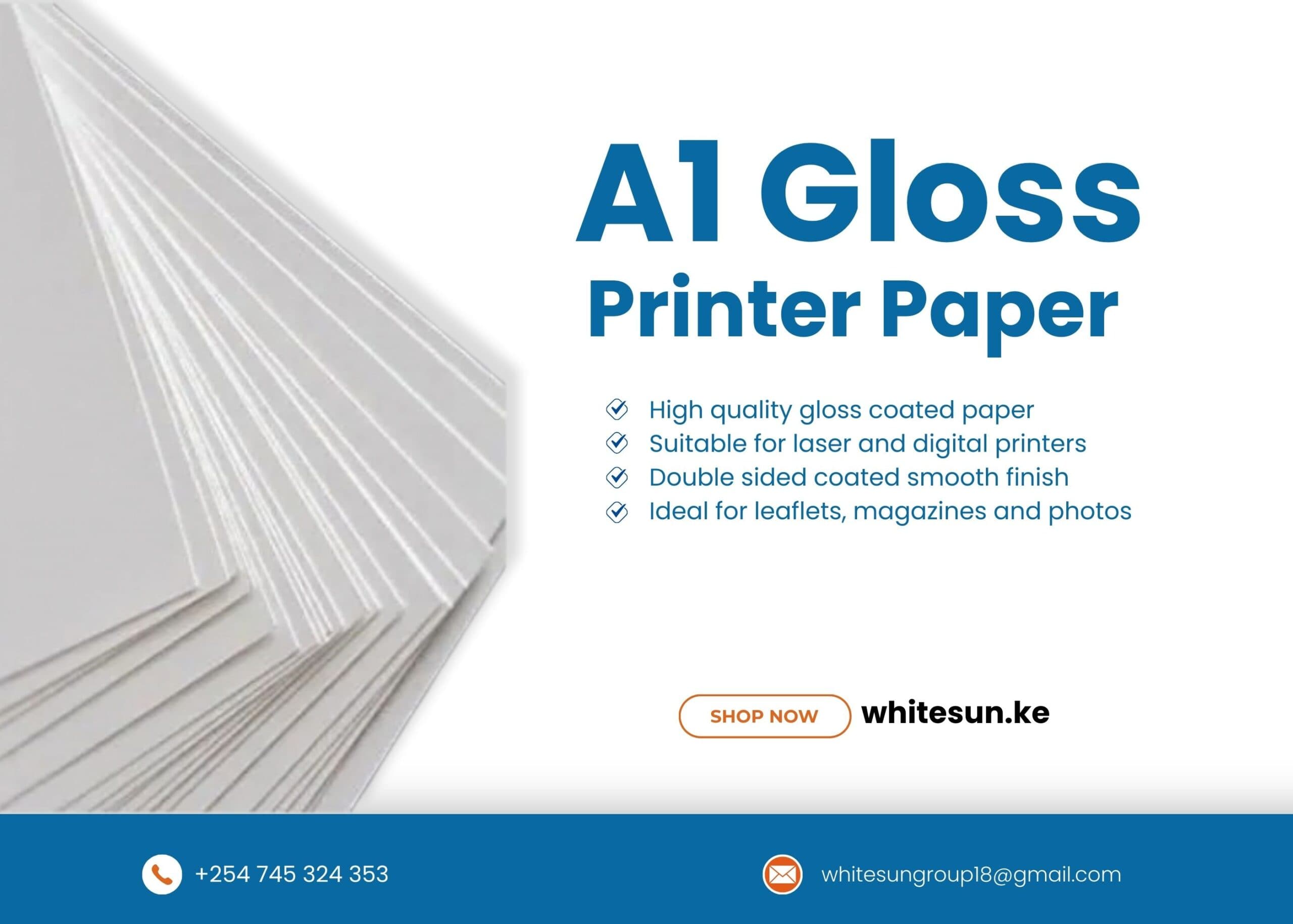A1 Gloss Paper 170 GSM for Laser & Digital Printers x 500 Sheets by Zeden 2 Sided Printer Paper, for Printers Using Dry Toner