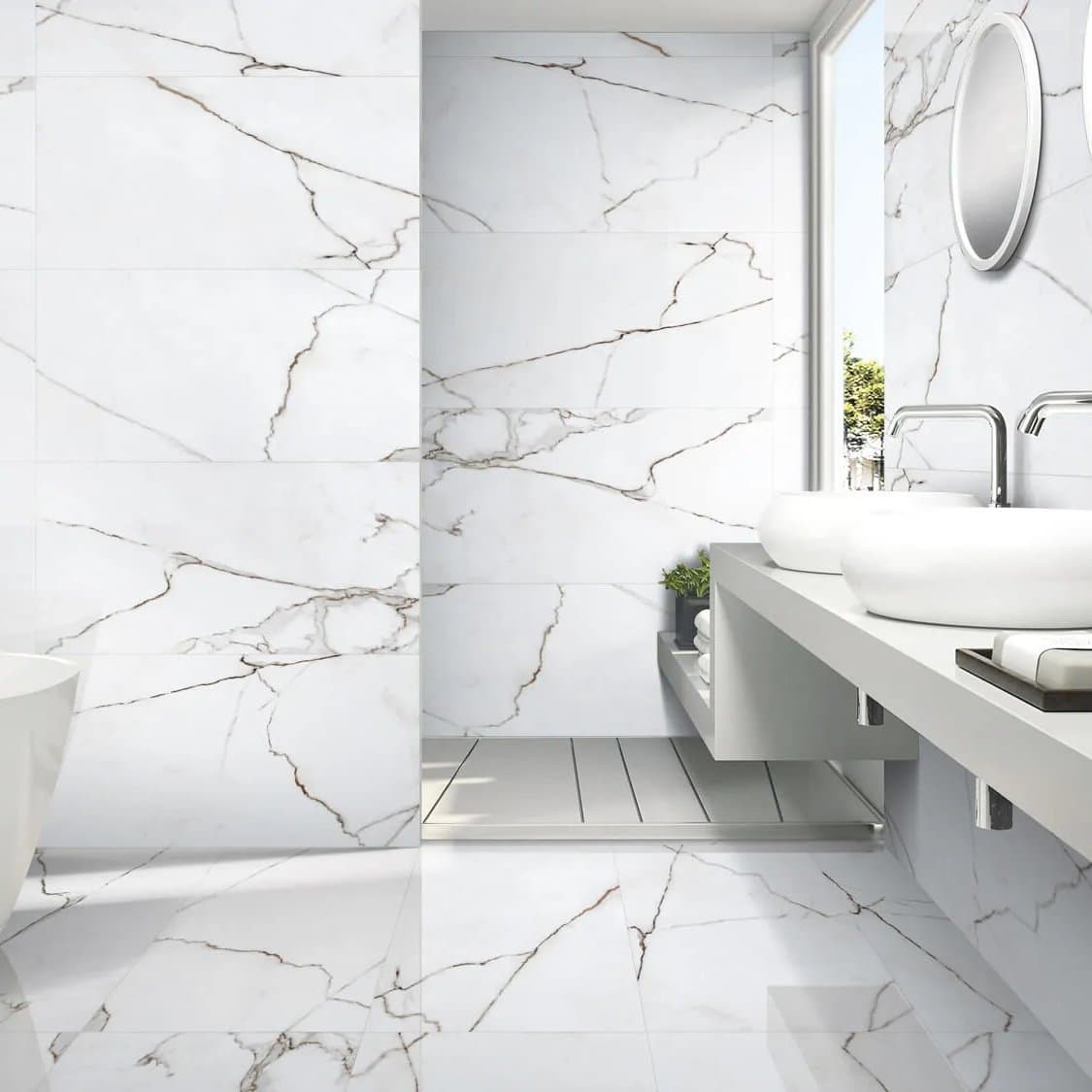 Carrara Elite Shiny Porcelain Floor Tile - 600 x 1200mm floor type