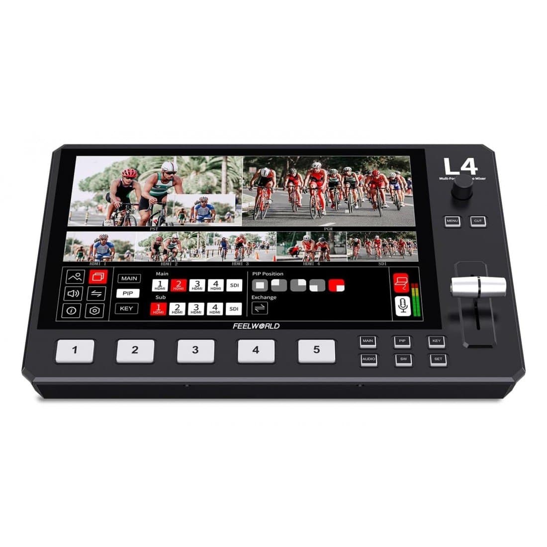 FeelWorld L4 HDMI Livestream Switcher with 10.1" LCD Monitor