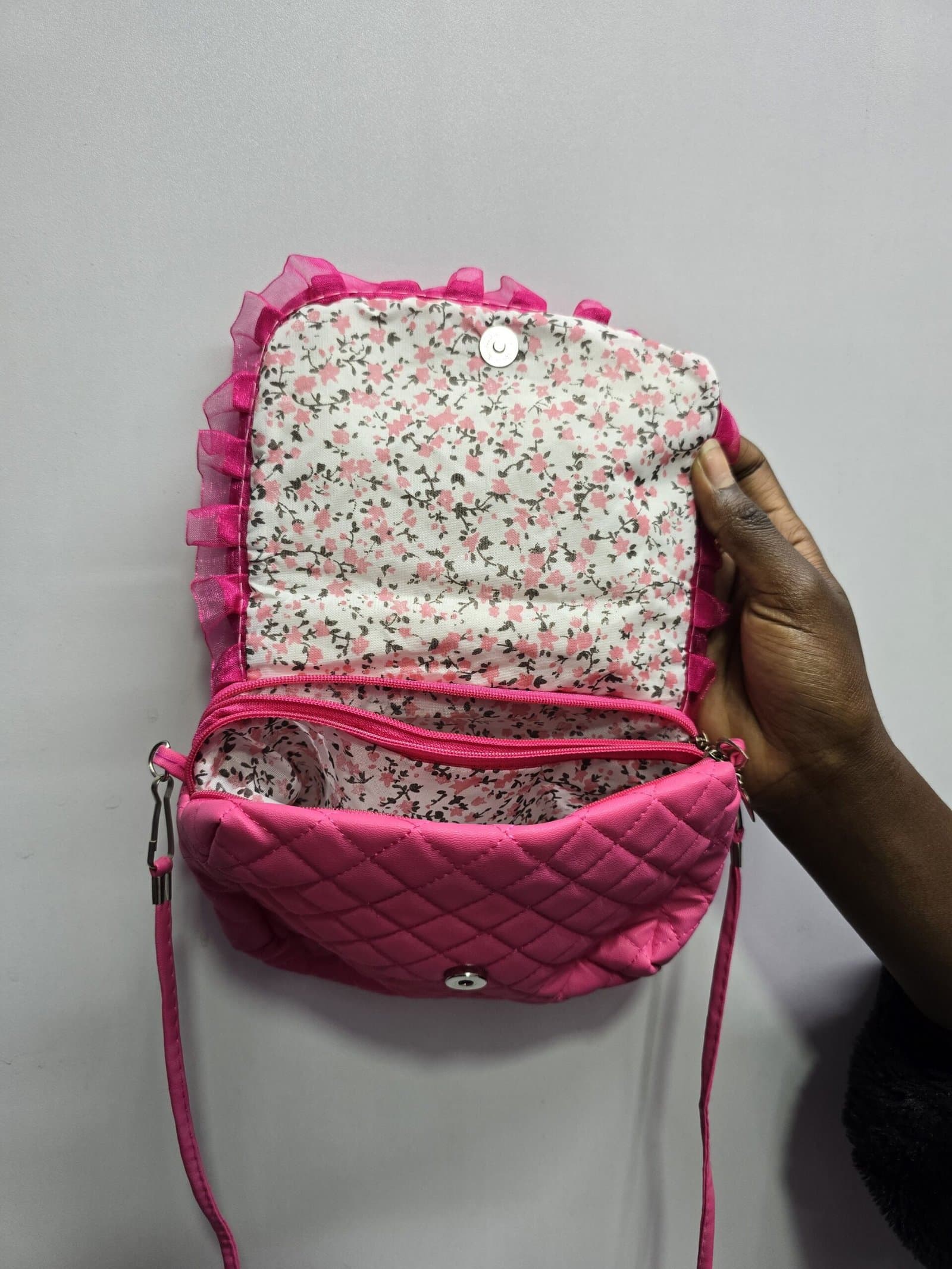 080# whitesun Kids Handbag with Long Shoulder Strap – Waterproof Cartoon Birthday Gift for Girls 1–12 Years – Anna and Elsa Frozen Pink handbag Thumbnail 3