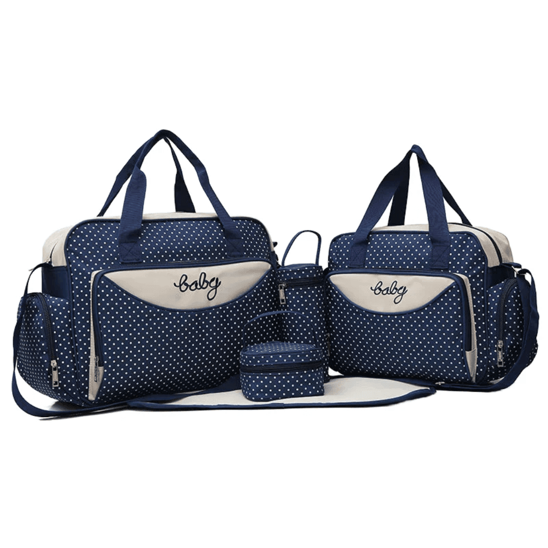 004# Whitesun 5-Piece Deluxe Baby Diaper Bag Set – Ideal Gift for New Moms, Sisters, Aunties, Cousins, Colleagues & Girlfriends- Navy and Cream Colour