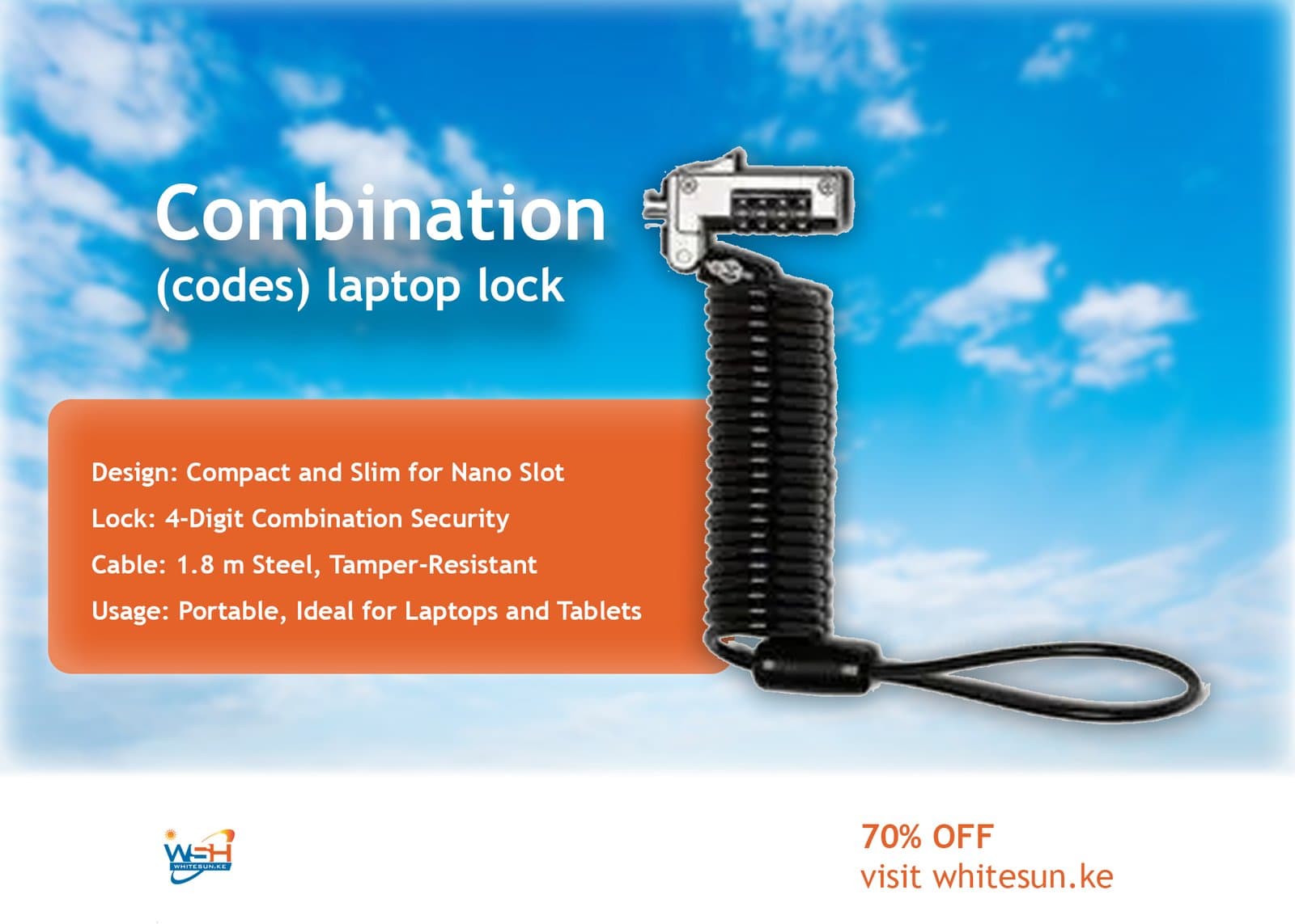 Combination (codes) laptop lock Thumbnail 2