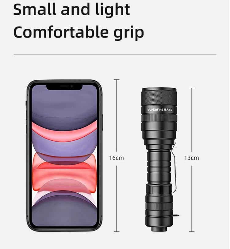 SUPERFIRE F5 1100 Lumen Zoomable Flashlight type c hidden charging port  Thumbnail 4