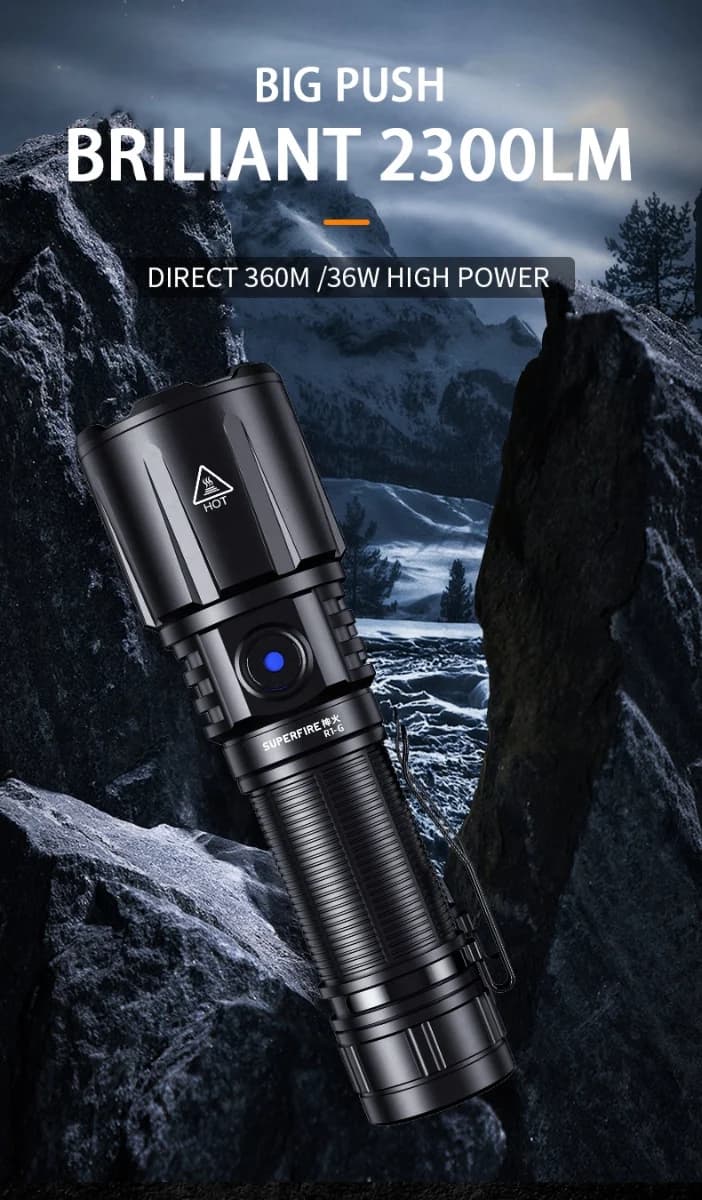 SUPERFIRE R1-G Zoomable High Power Flashlight