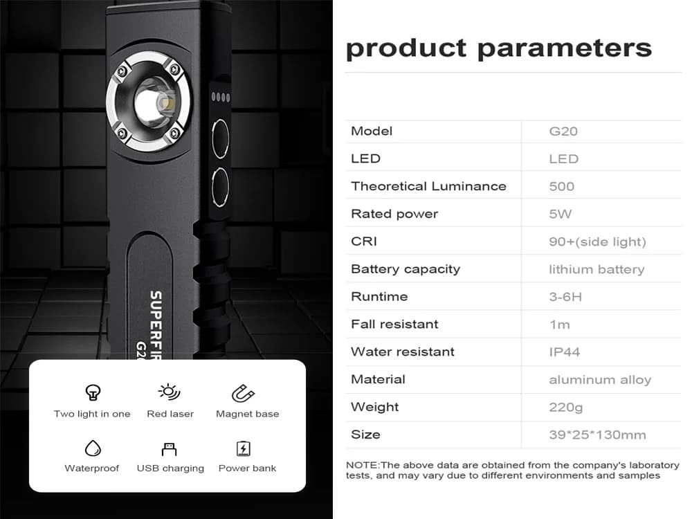 SUPERFIRE G20 High-end Flat Flashlights Thumbnail 4