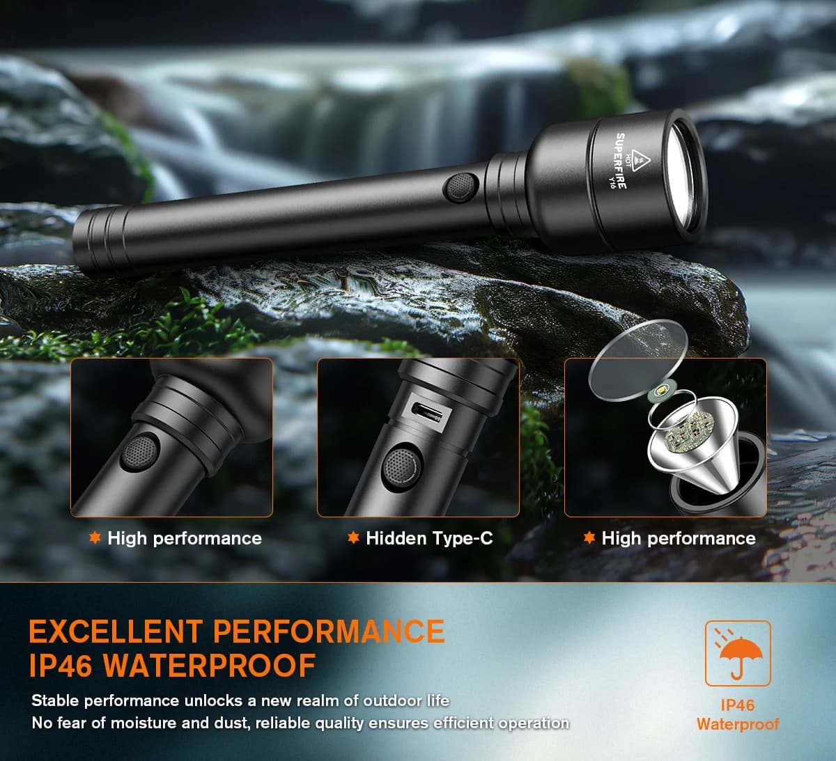 SUPERFIRE Y16 High Power LED Flashlight Thumbnail 2