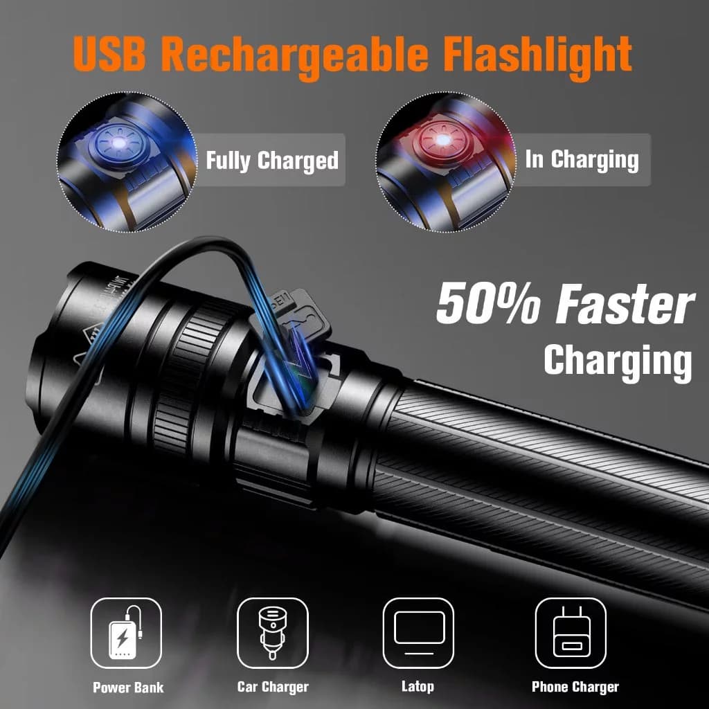 SUPERFIRE L16-N 7W High Power Led Flashlights Zoom Torch Strong Light Rechargeable 5 Modes Outdoor Camping Emergency For Fishing Thumbnail 2
