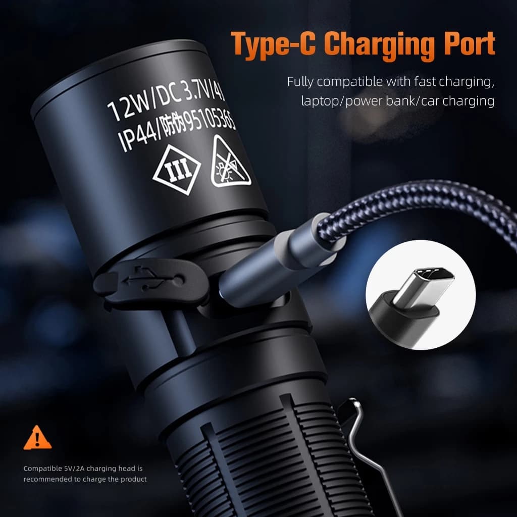 SUPERFIRE A36 12W EDC Bright LED Flashlight 2000mAh Battery 780LM Torch Portable Camping Fishing Lantern Thumbnail 2