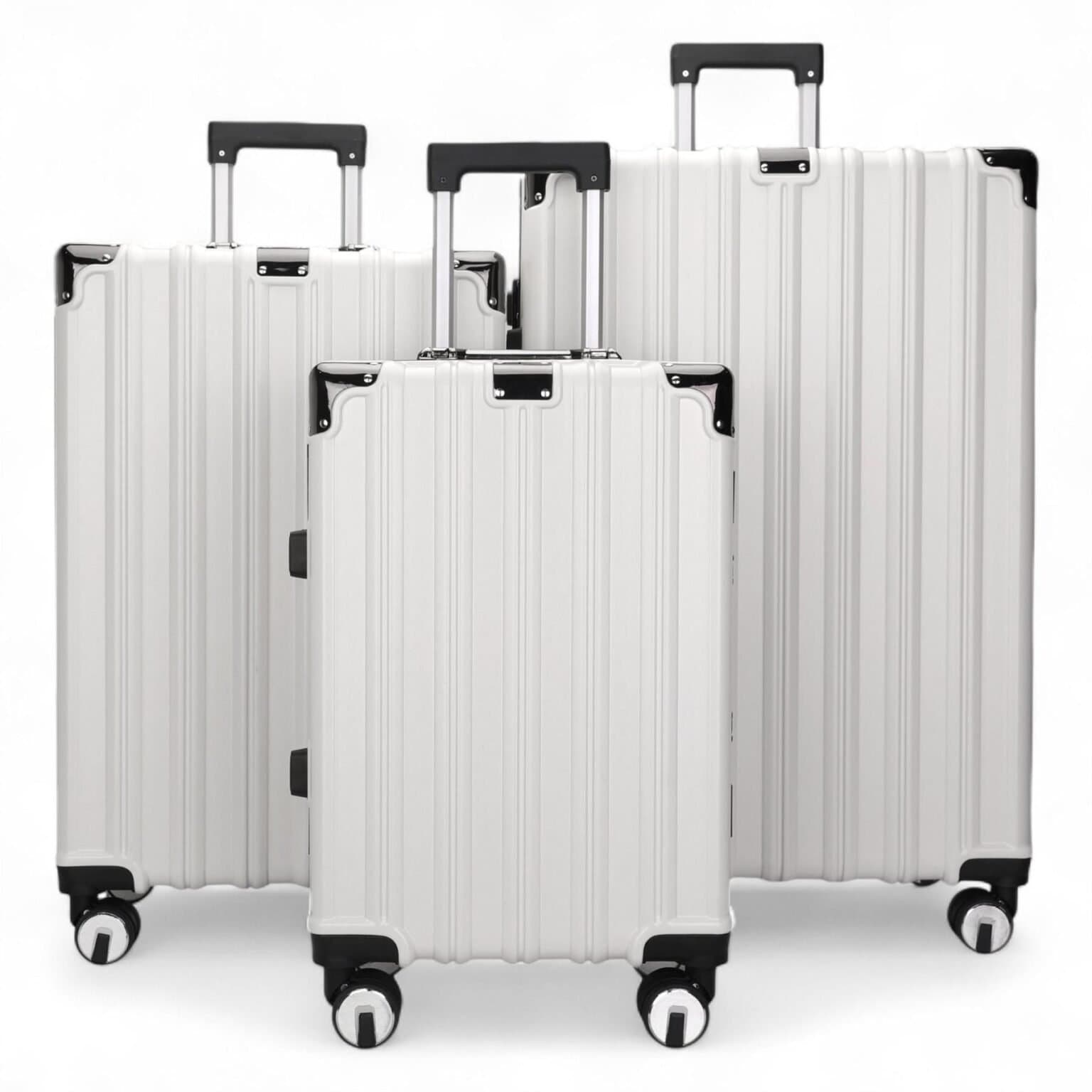 257# Whitesun Regalia Elite white Aluminum Luggage Collection white set zipperless travel suitcase with wheels and pin lock system