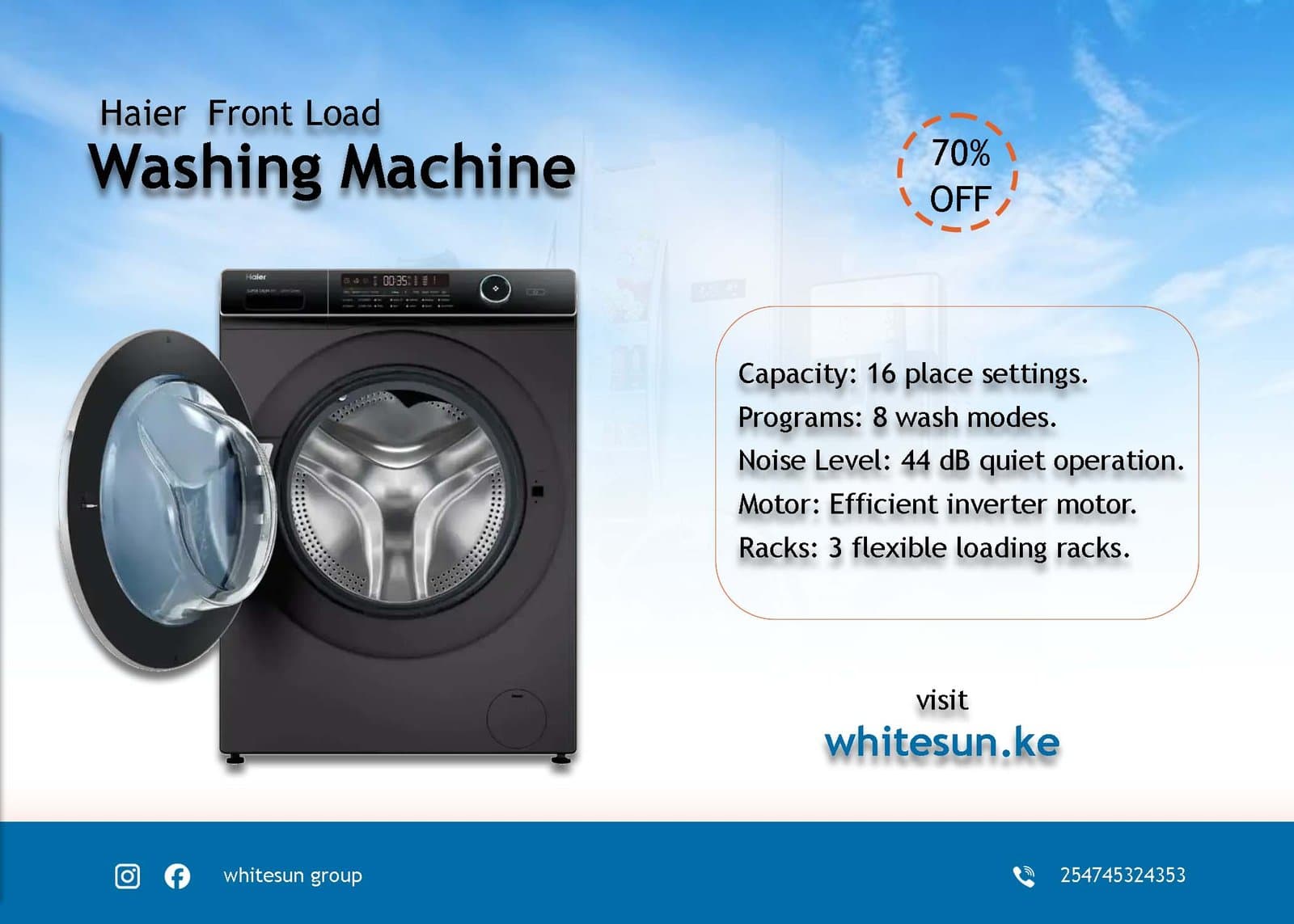 Haier 15/10kg Washer/Dryer Front Load Washing Machine – HWD150-BP14986ES8 Thumbnail 8