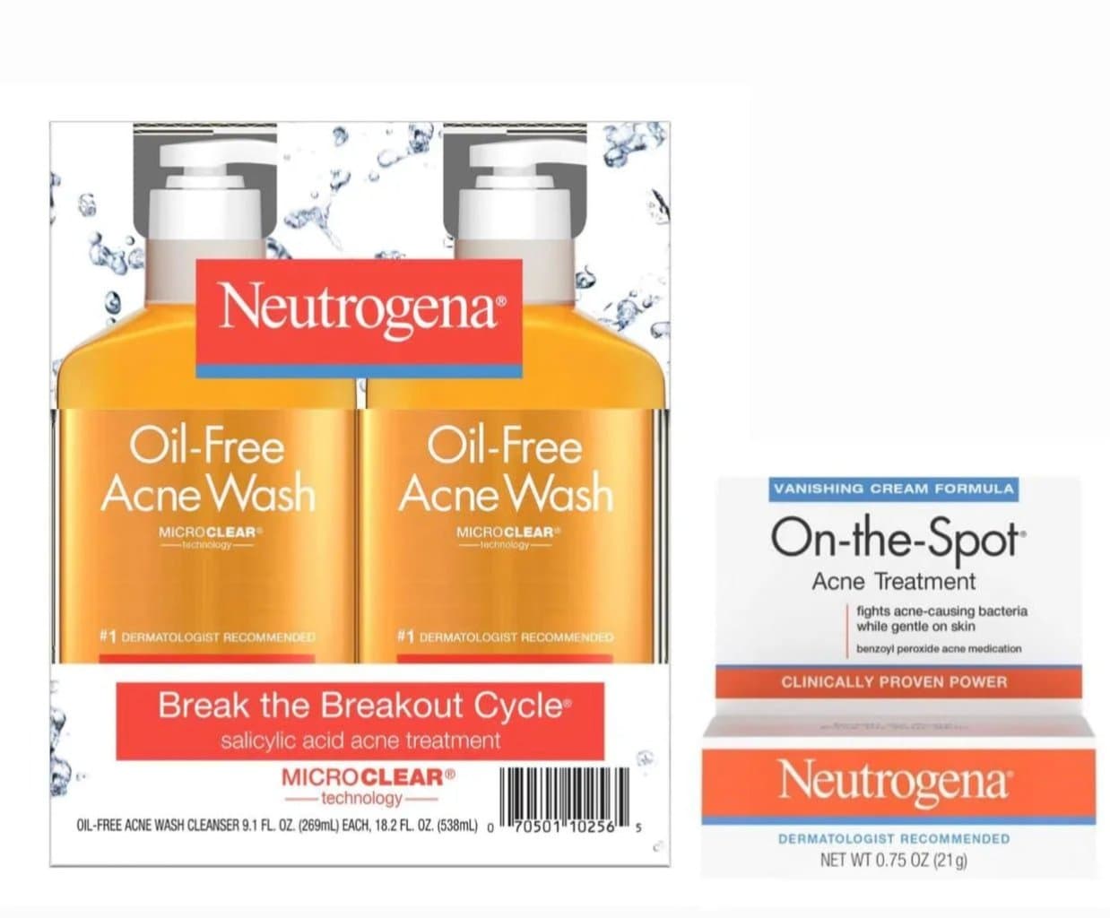 Neutrogena Oil-Free Acne Face Wash (269 mL, 2 pack.)