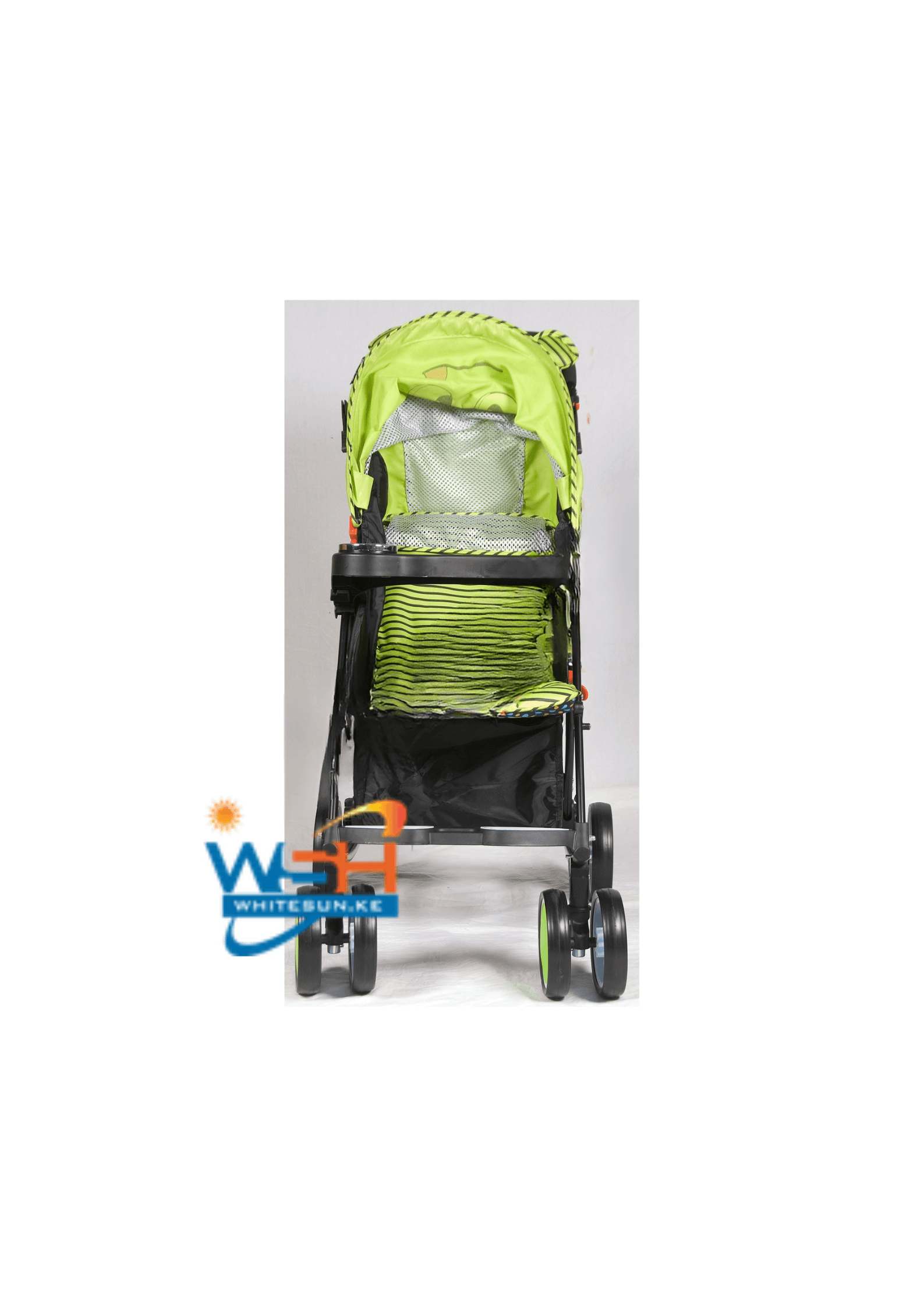 Baby Pram With Cartoon Cover And Luggage Basket And Pocket, Foldable Aluminum Alloy Green, Blue, Pink, Purple