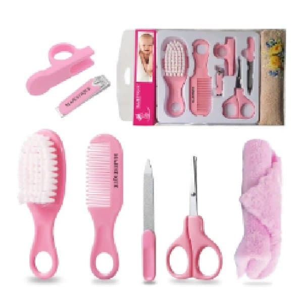 Baby Comb, Brush, Nail Clipper, Cuticle Scissor & File Set In Window Box