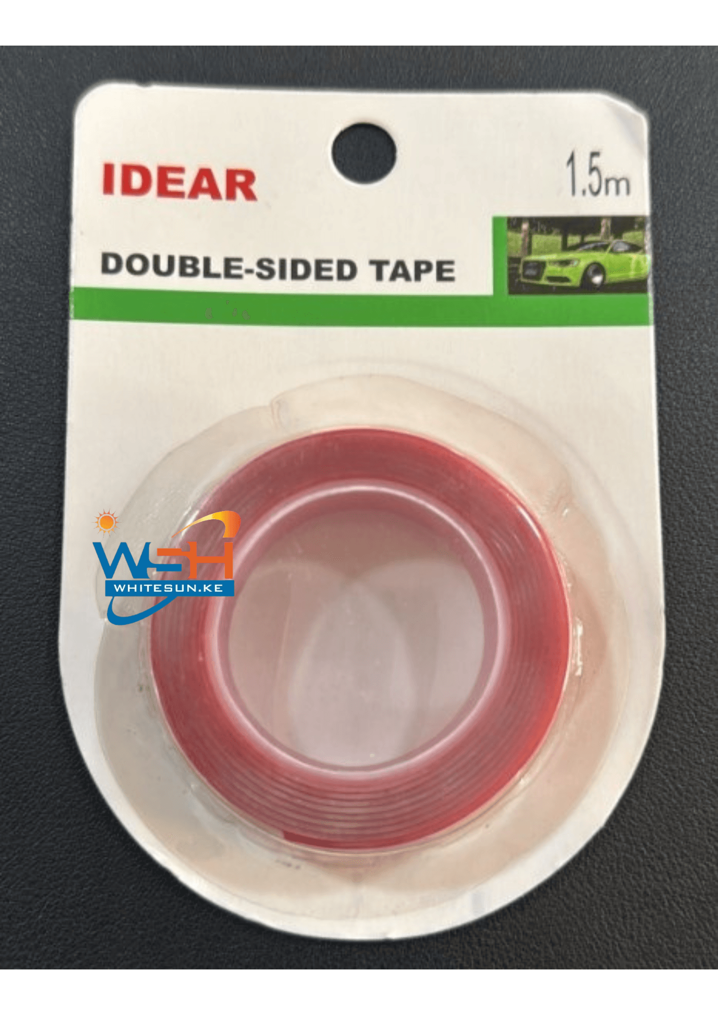 Double-Sided Tape Idear, 1.5mX1.8cm, Red On Blister Pack