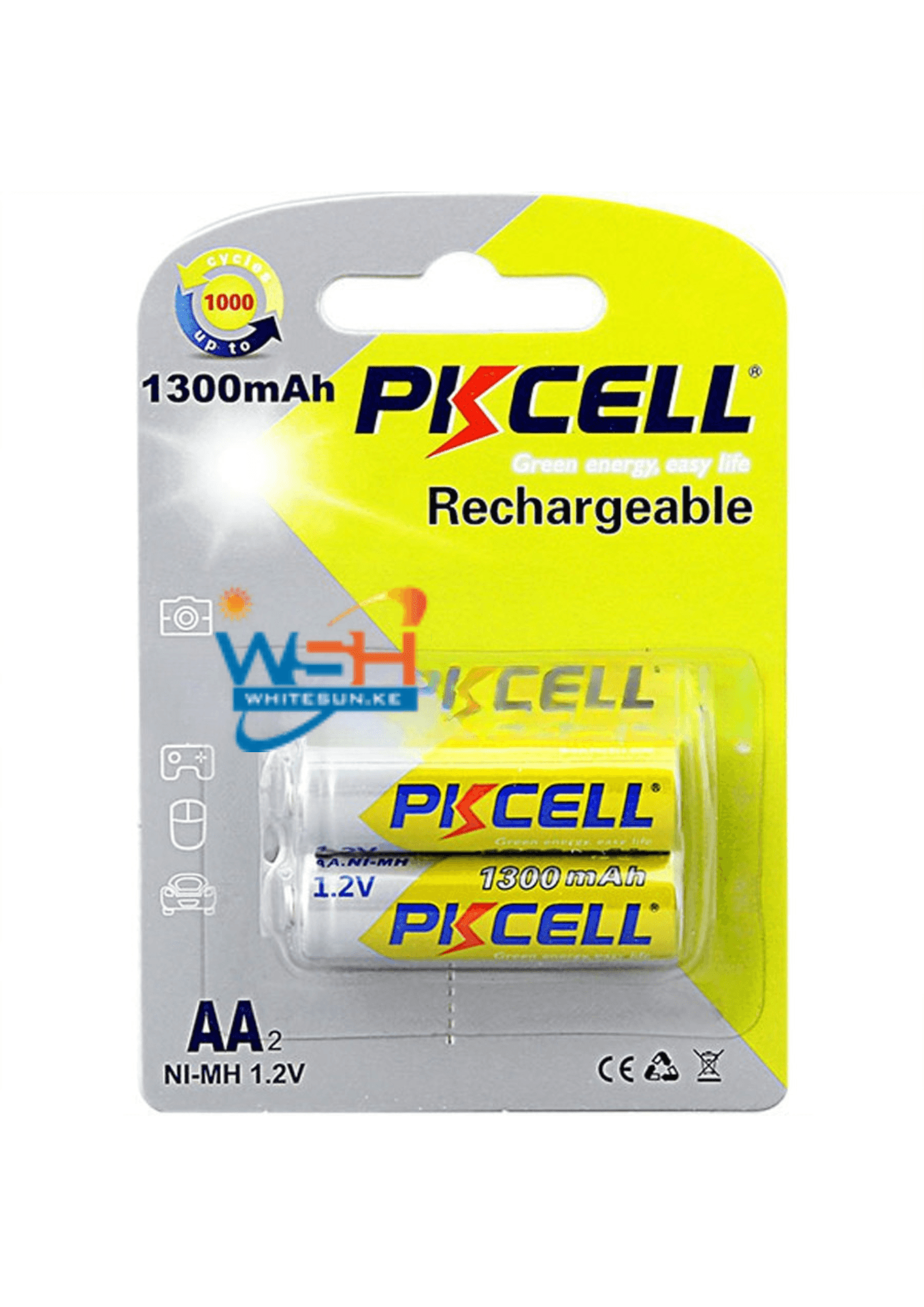 AA Nimh Rechargable Battery 1300mah pack of 2, PKCELL Thumbnail 2