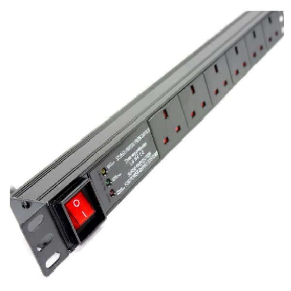 PDU 1U, 19 Inch, 5XUK Socket, Circuit Breaker 16A, 3X1.5mm2 1.5m UK Plug