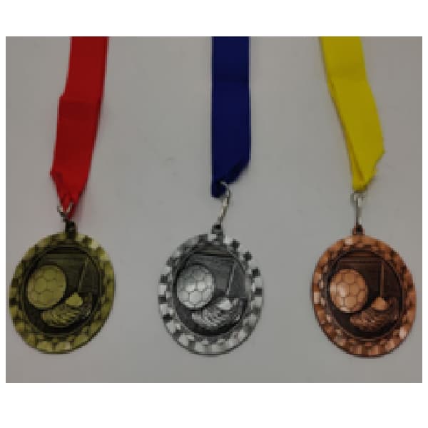 anitque-gold-medal-with-red-ribbon-for-football-size-64mm
