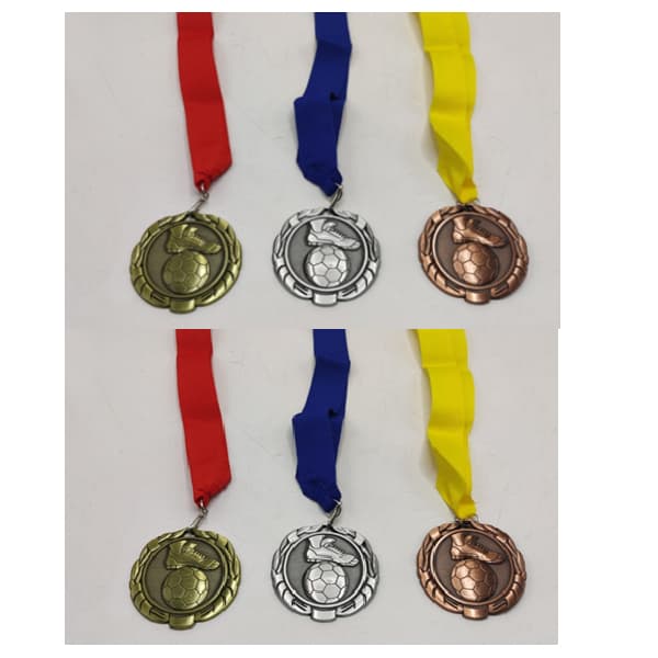 Antique Silver Medal With Blue Ribbon, For Football, Size 60Mm