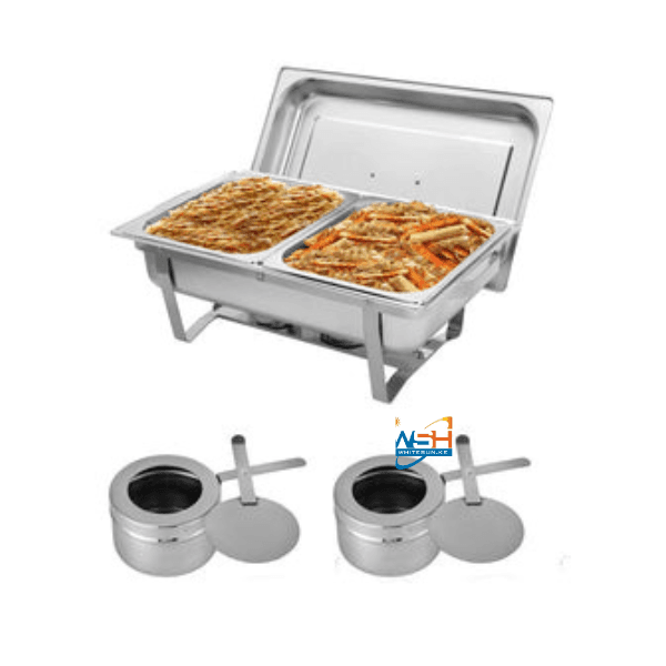 9L Chafing Dish Buffet Set - Stainless Steel Roll-Top Chafer Warmers with 1/2Rd Inserts, Food Pan, Water Pan And Fuel Holders, Keeps Food Warm in All Events Thumbnail 3