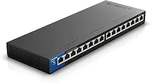 Linksys LGS116P 16 Port Gigabit Unmanaged Network PoE Switch with 8 PoE+ Ports @ 80W - Ideal for Business, Home, Office, IP Surveillance - Ethernet Switch Hub with Metal Housing, Desktop / Wall Mount Thumbnail 3