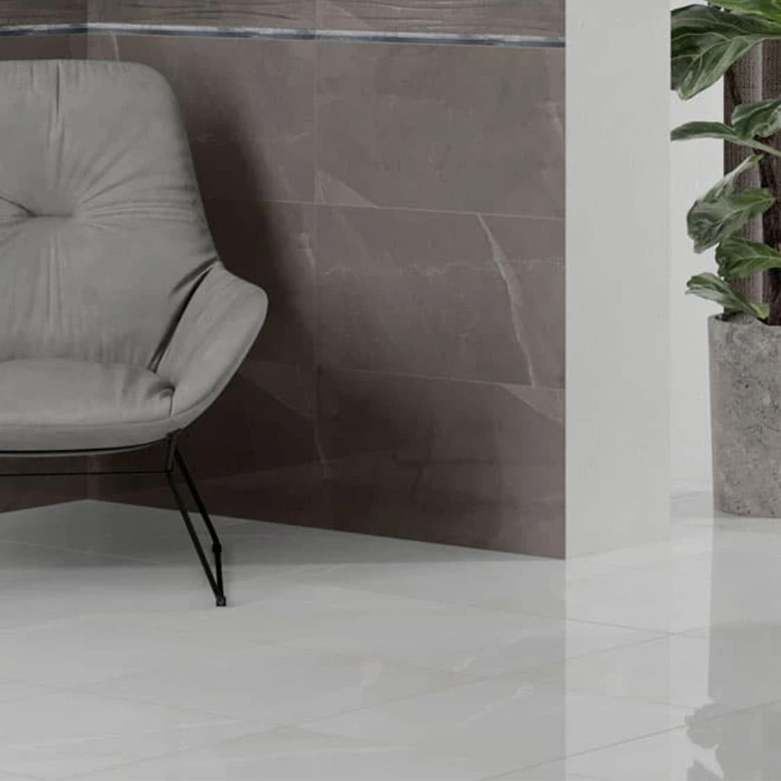Bayona Grey Glossy Ceramic Floor Tile - 450 x 450mm Thumbnail 2
